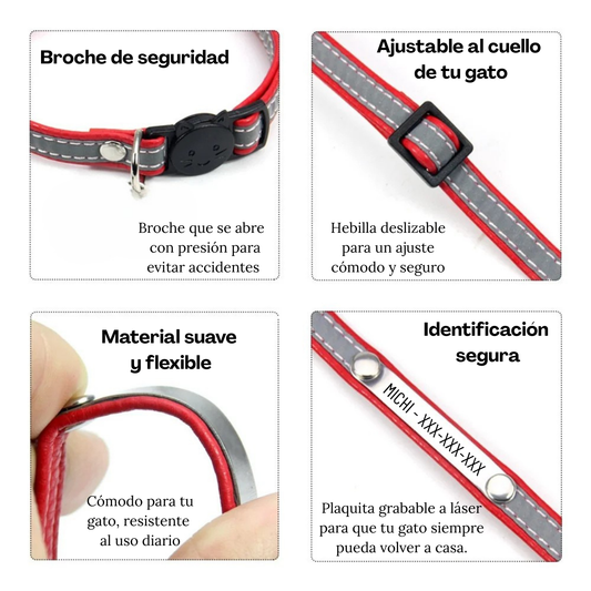 Collar antiahogo en cuero sintético con Placa en Acero