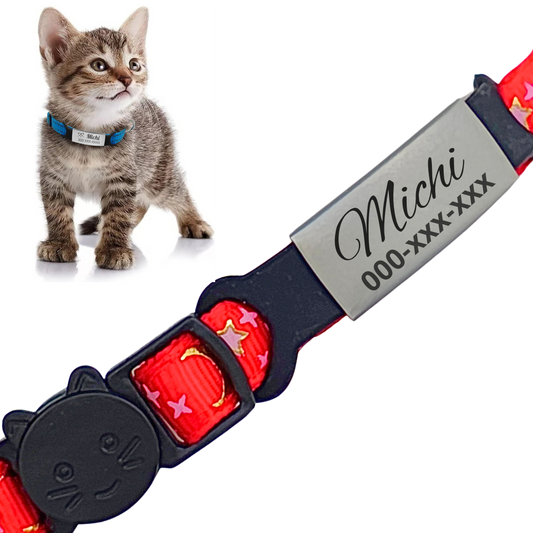 Collar Antiahogo Reflectante para Gatos con Placa Personalizada