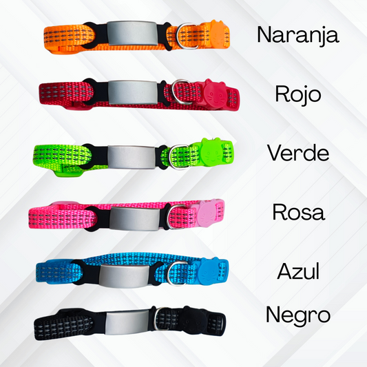 Collar Antiahogo Reflectante para Gatos con Placa Personalizada