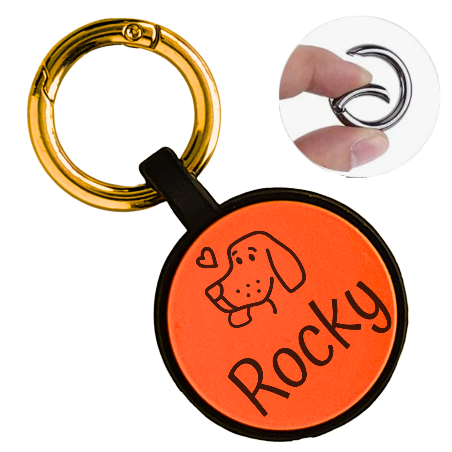 Placa Redonda de Identificación para Perros Personalizada en Silicona