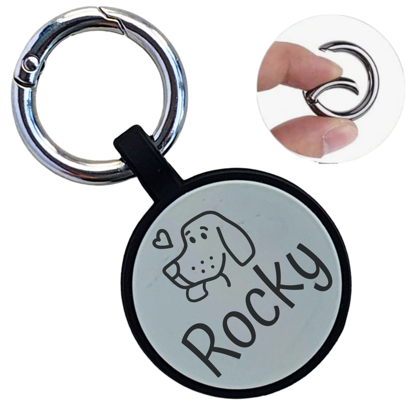 Placa Redonda de Identificación para Perros Personalizada en Silicona