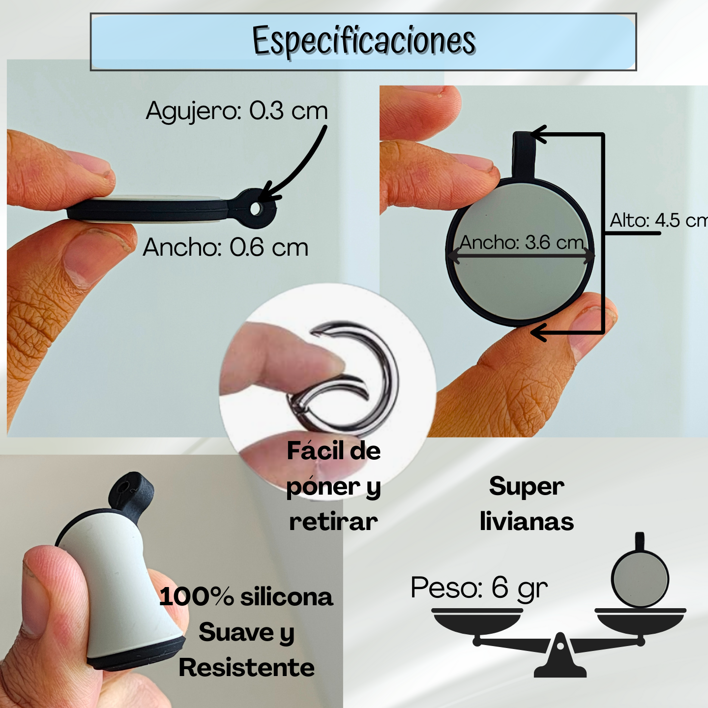 Placa Redonda de Identificación para Perros Personalizada en Silicona