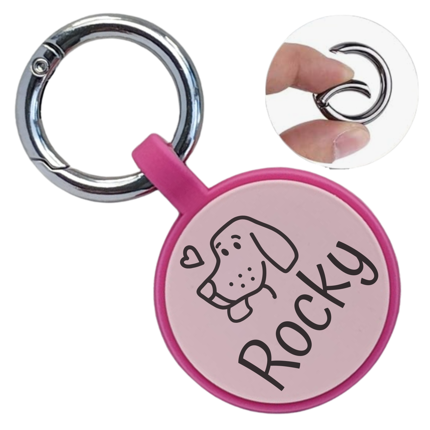Placa Redonda de Identificación para Perros Personalizada en Silicona