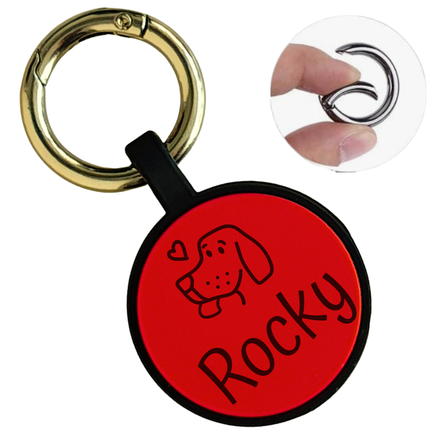 Placa Redonda de Identificación para Perros Personalizada en Silicona