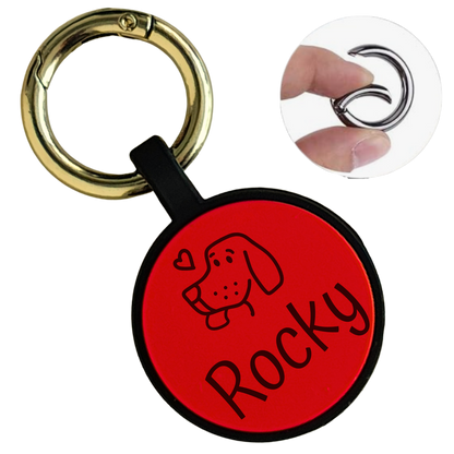 Placa Redonda de Identificación para Perros Personalizada en Silicona