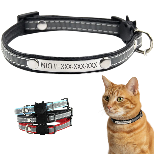 Collar antiahogo en cuero sintético con Placa en Acero