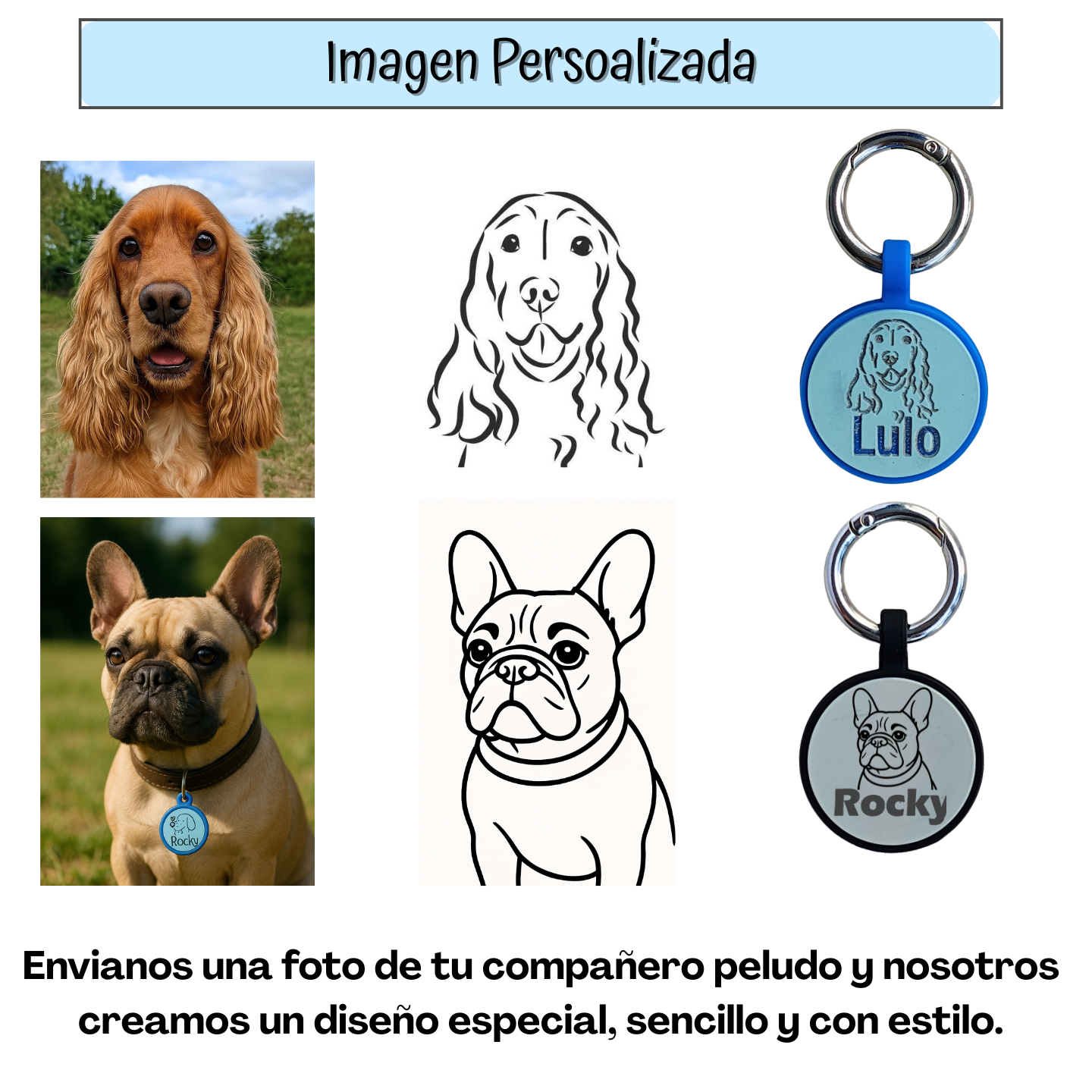 Placa Redonda de Identificación para Perros Personalizada en Silicona