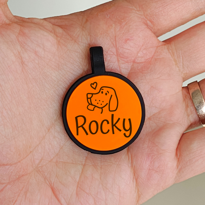 Placa Redonda de Identificación para Perros Personalizada en Silicona